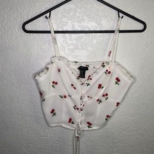 Cherry women's white tank top.